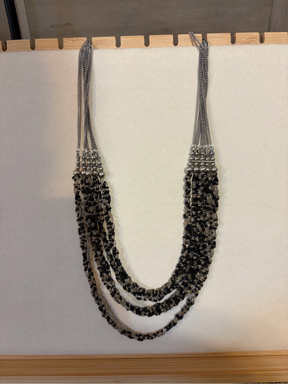 Multi-Strand Black Beaded Statement Necklace